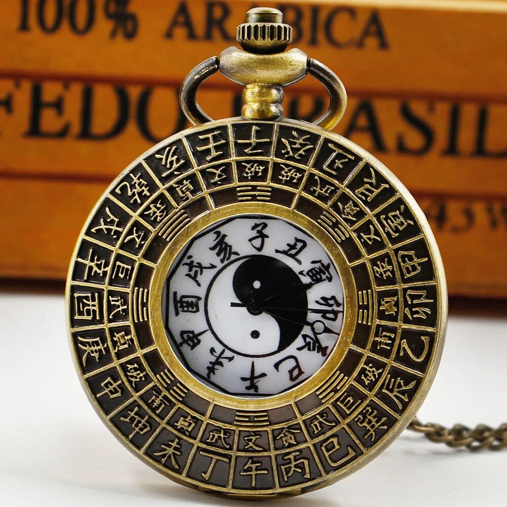New Quartz Pocket Watch Chinese Style Special Design Gold Female Male Pendant Necklace Gift for Woman Men Watch