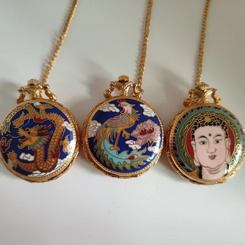 HAND-MADE FLEXFIL Shanghai Original Brand Vintage cloisonne Handmade high quality 40 mm waterproof Manual machinery Pocket Wristwatches