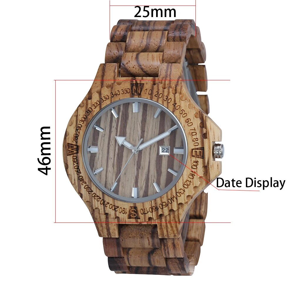 HAND-MADE TJW8001WGA lightweight wooden comfort watch with a stylish choice