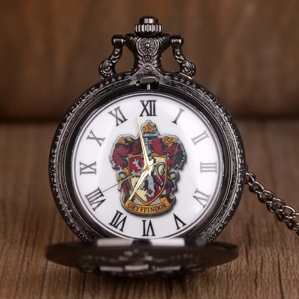 Black Vintage Magic Pocket Watch with Chain Collection Steampunk Pendant Clock Accessory Kids Souvenir Gift XH3018