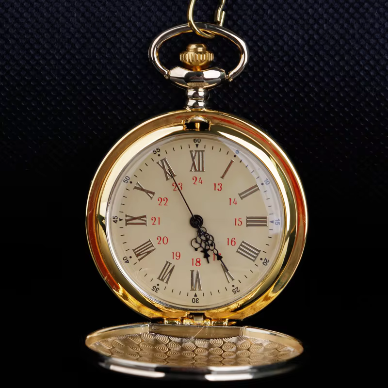 Luxury Golden Quartz Pocket Watch 