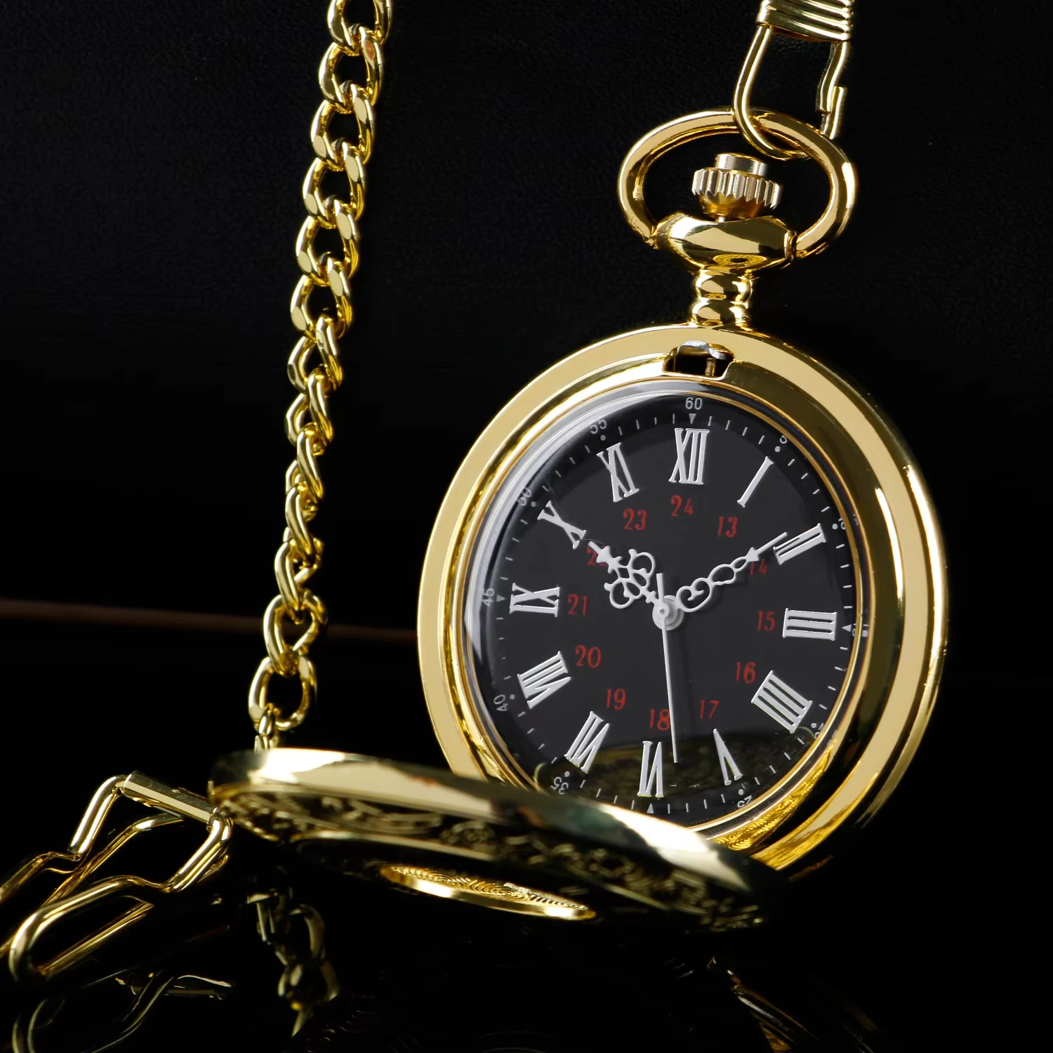 All Hunter Vintage Quartz Pocket Watch Gold Steampunk Roman Numerals Scale Pocket FOB Watch Dropshipping