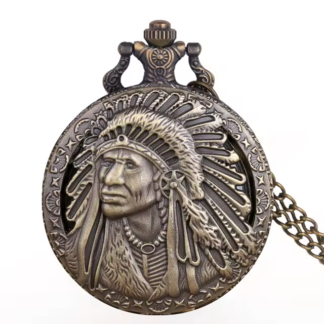 Collectible Souvenir Pendant Vintage Indian Design Pattern Pocket Watch For Men Personalised Antique Necklace Quartz Watches