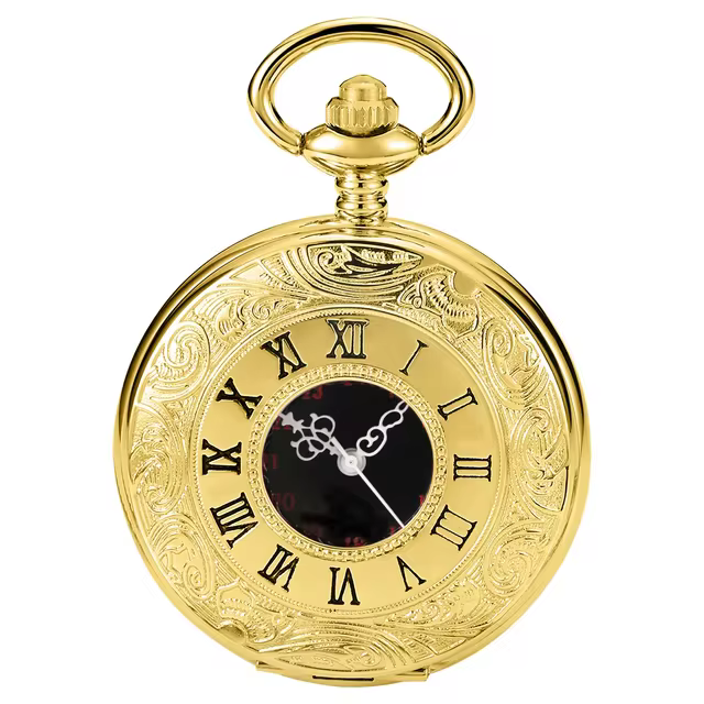 All Hunter Vintage Quartz Pocket Watch Gold Steampunk Roman Numerals Scale Pocket FOB Watch Dropshipping