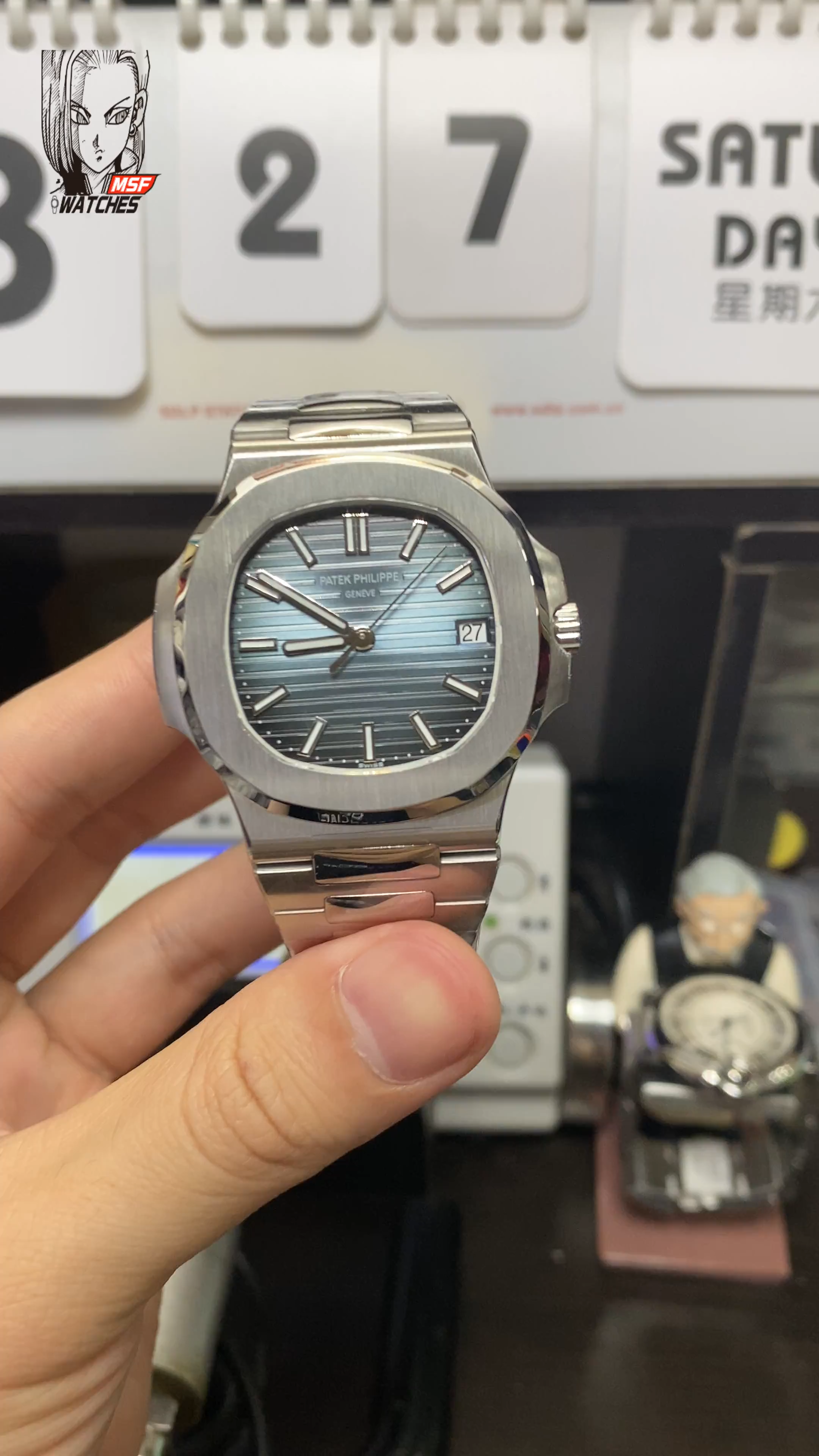 Patek Philippe Nautilus series 57111A 010, Stainless Steel Case Grey-Blue Dial Stainless Steel Bracelet, 40mm Size.