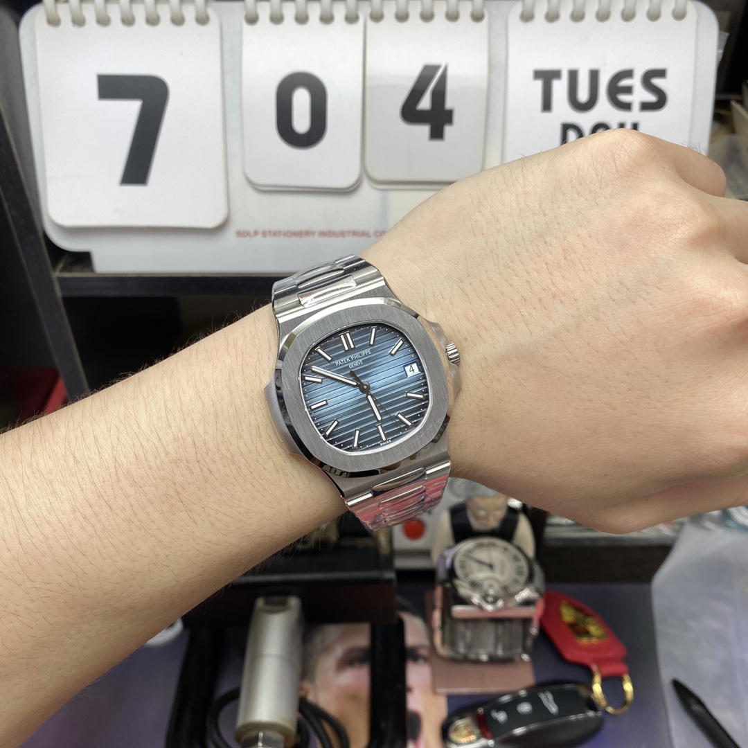 Patek Philippe Nautilus series 57111A 010, Stainless Steel Case Grey-Blue Dial Stainless Steel Bracelet, 40mm Size.