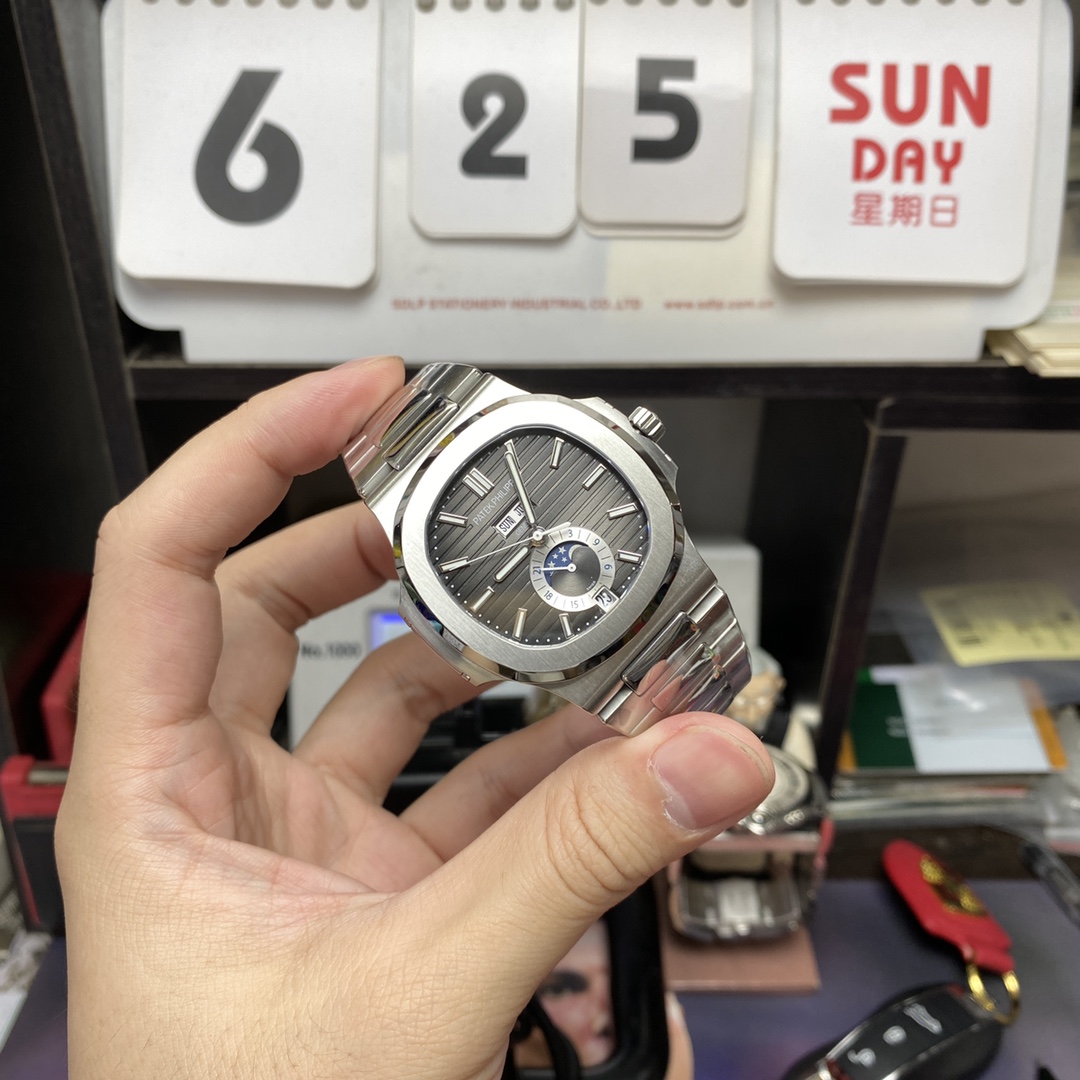 Patek Philippe Nautilus series 57261A-001, Grey Dial Steel Bracelet, Multi-Function Perpetual Calendar Watch, 40.5mm size.