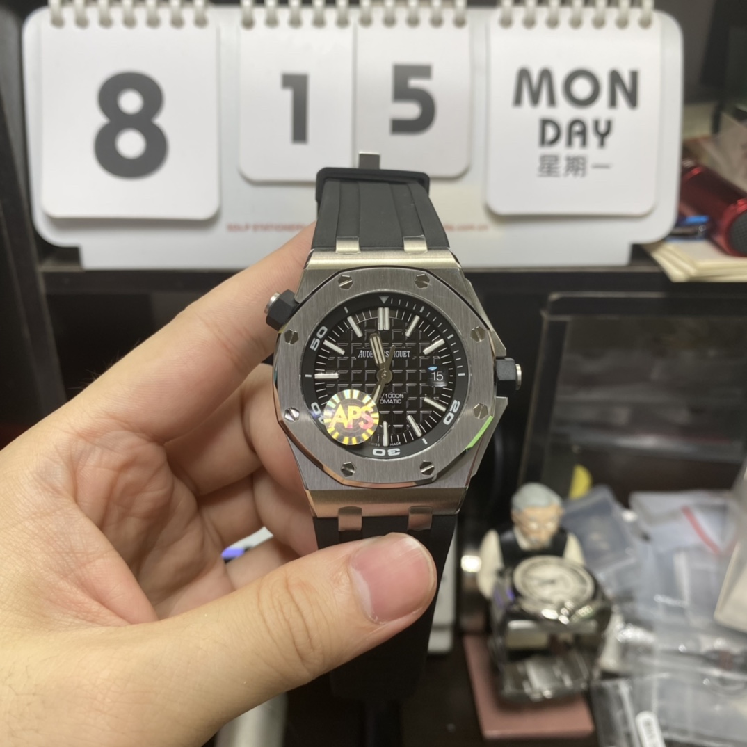 Audemars Piguet Royal Oak Offshore Series 15710ST.OO.A002CA.01, Black Transparent Caseback, 42mm Size.