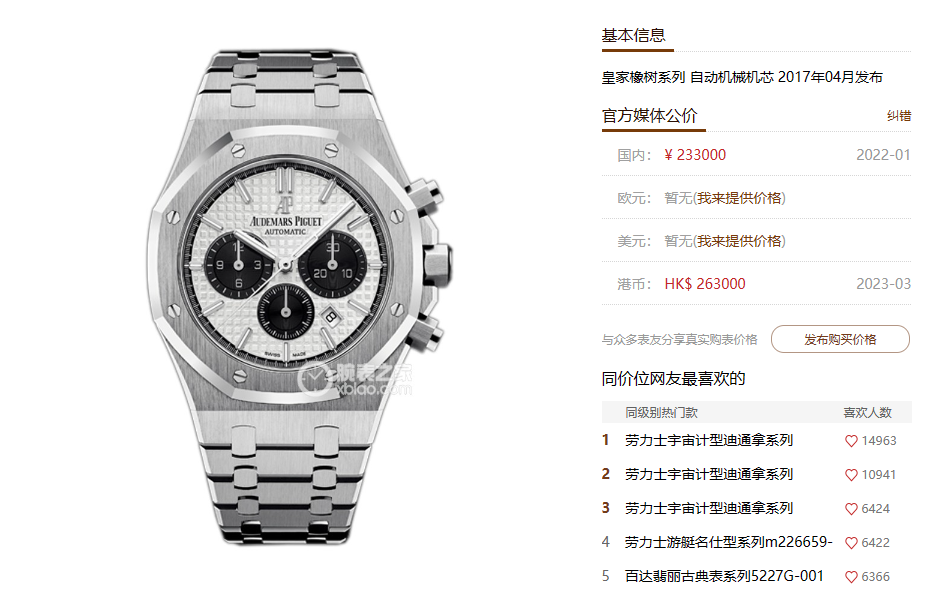 Audemars Piguet Royal Oak Offshore Series 26331ST.OO.1220ST.03, Panda Dial White Dial with Black Subdials, 41mm Size.
