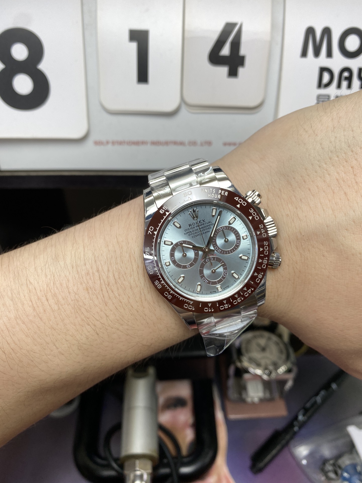 Rolex Cosmograph Daytona M116506-0001, Ice Blue Dial, 40mm size.