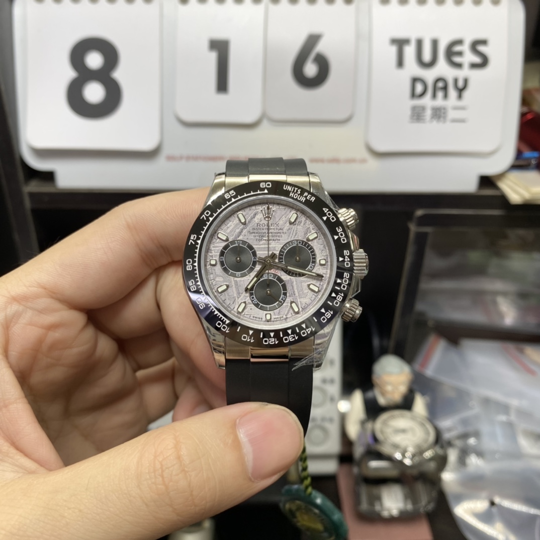 Rolex Cosmograph Daytona Series M116519LN-0038, Meteorite Dial and Ceramic Bezel on a Rubber Strap, 40mm size.