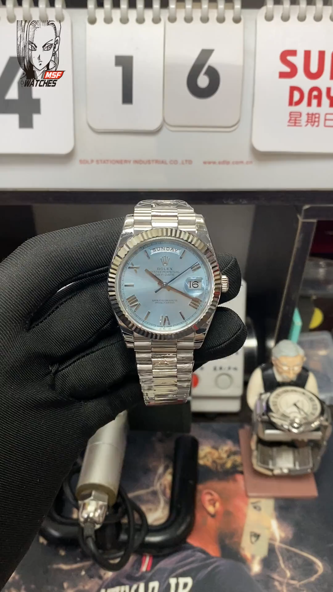 Rolex Day-Date series M228236-0012, Ice Blue Dial Roman Numeral Hour Markers, Day-Date Functions, 40mm Size.