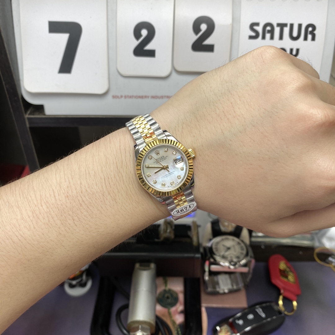 Rolex Datejust Series m278273-0028, Two-Tone Gold Case Mother-of-Pearl Dial, 31mm size, Jubilee stainless steel bracelet.