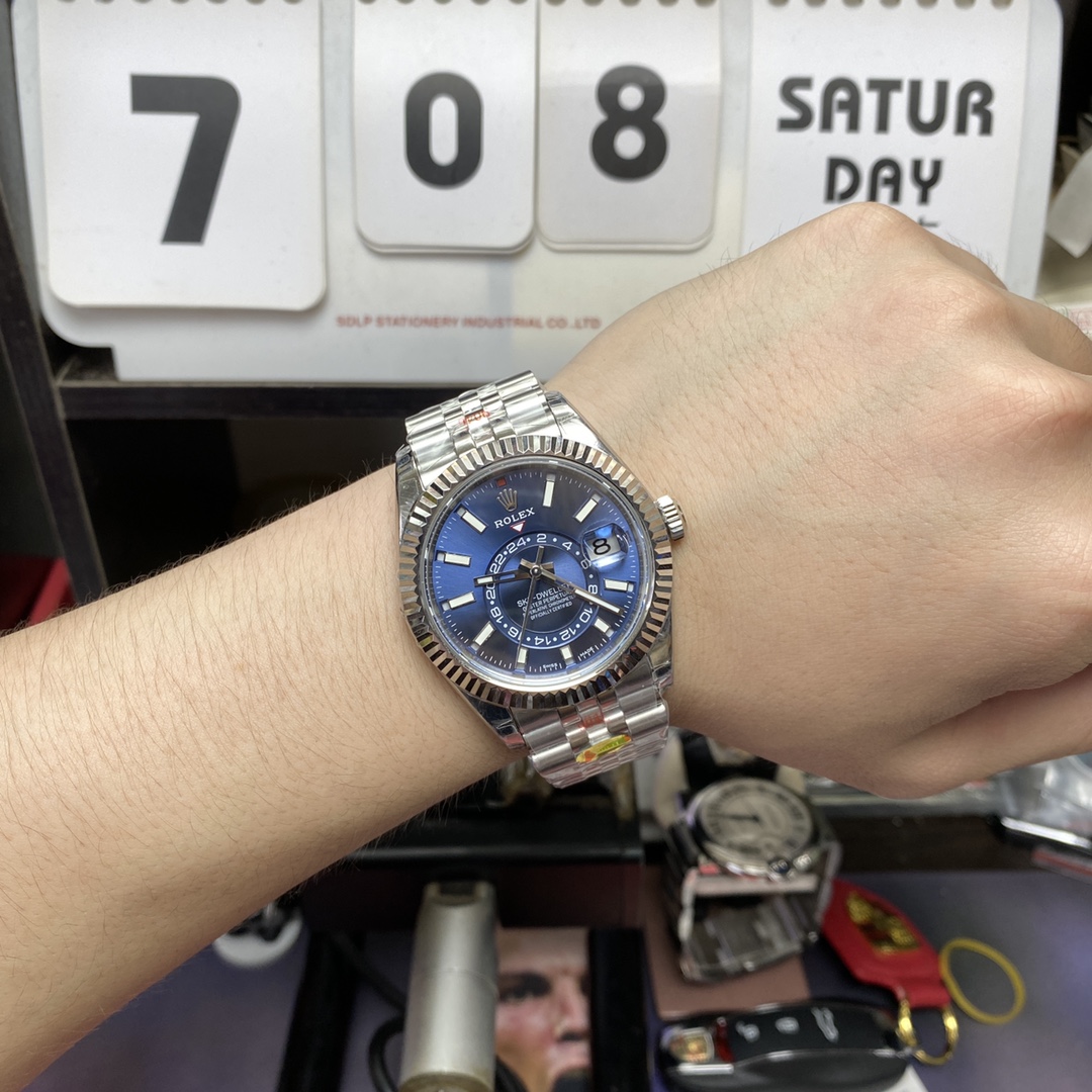 Rolex Explorer II Sky-Dweller series m326934-0004 ,Blue Dial Steel Bracelet ,Full Calendar Month Dual Time Zone Synchronized function, 42mm size.