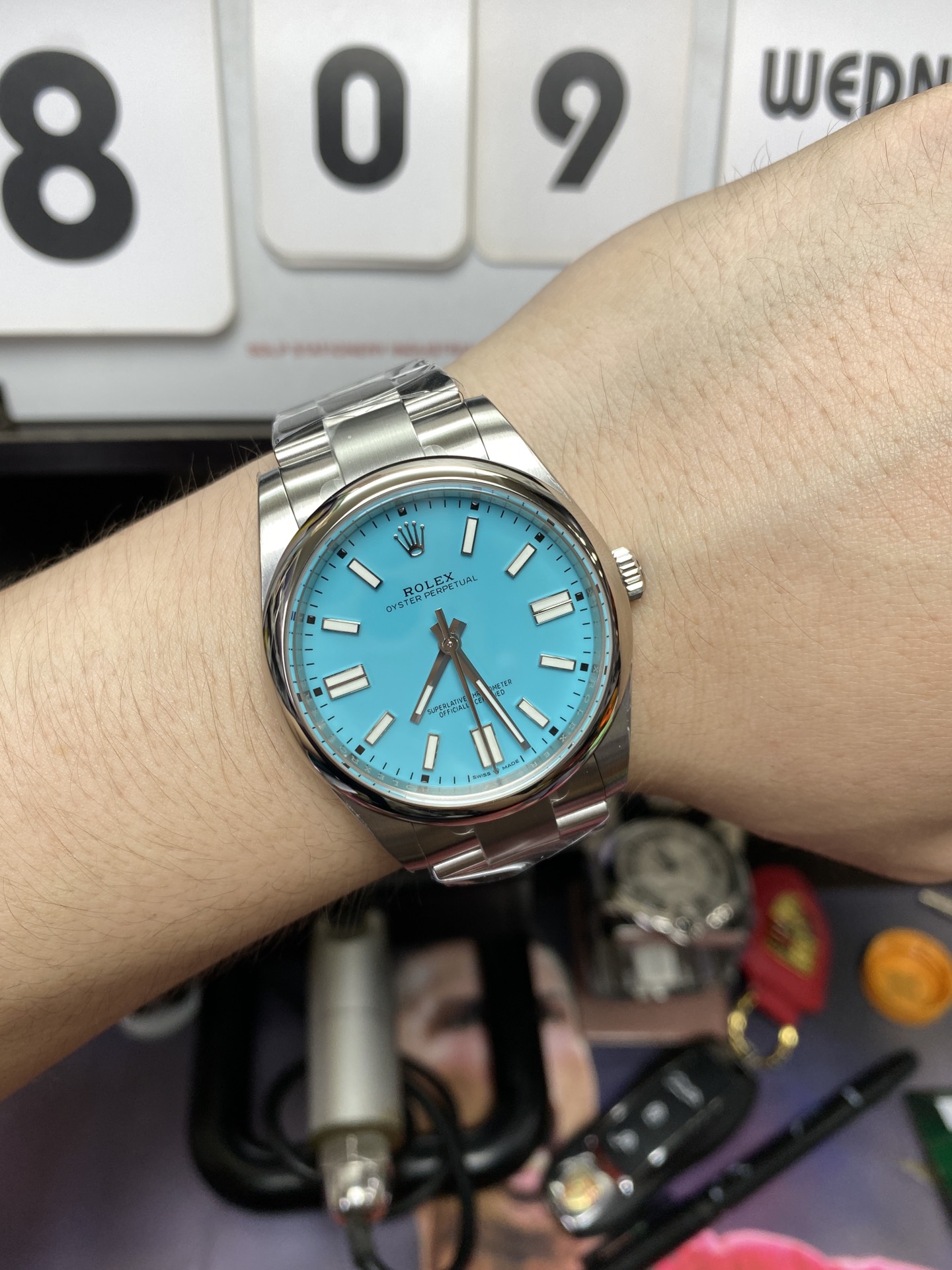 Rolex Oyster Perpetual Series m124300-0006, Tiffany Blue Dial, 41mm Size .