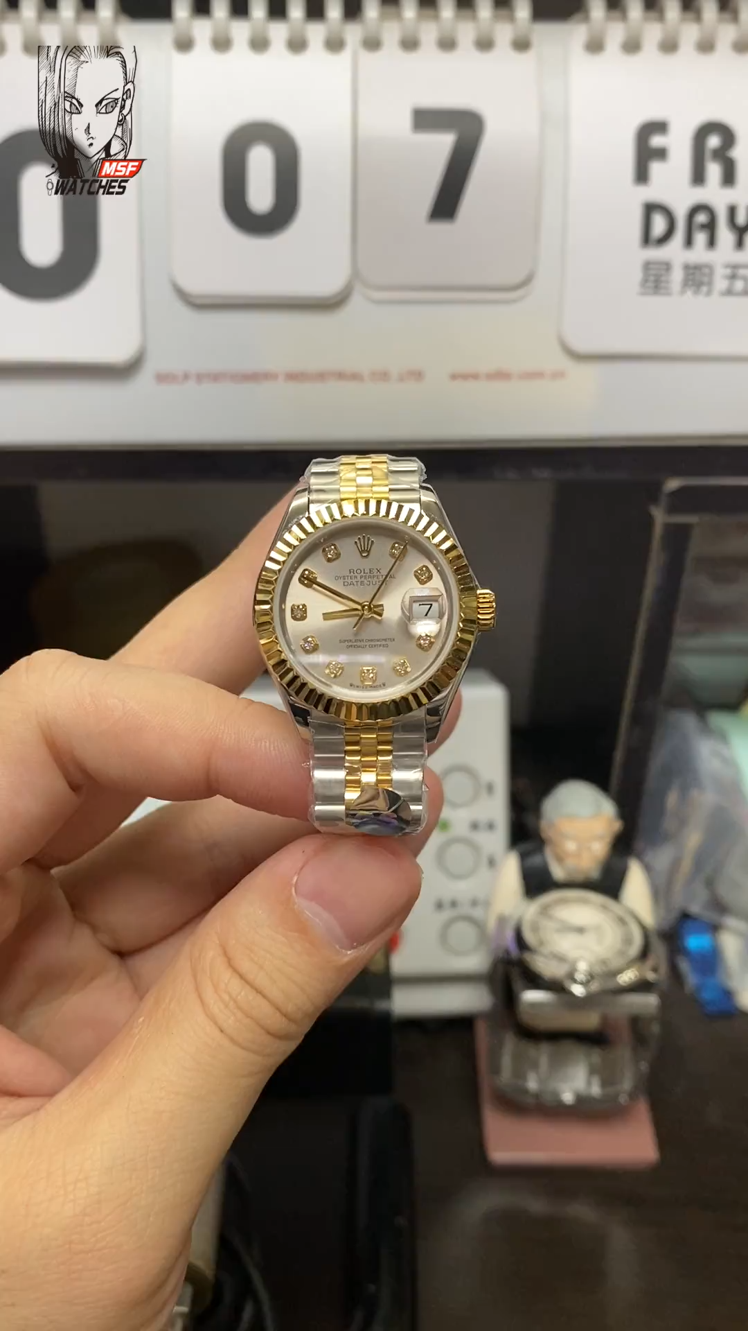 Rolex Datejust Series Intergold shell white square drill graduated, 28mm Size