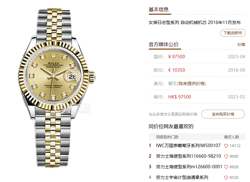 Rolex Datejust Series m279173-0011, Two-Tone Gold Case Gold Dial, 28mm Size, Five-Link Steel Bracelet.