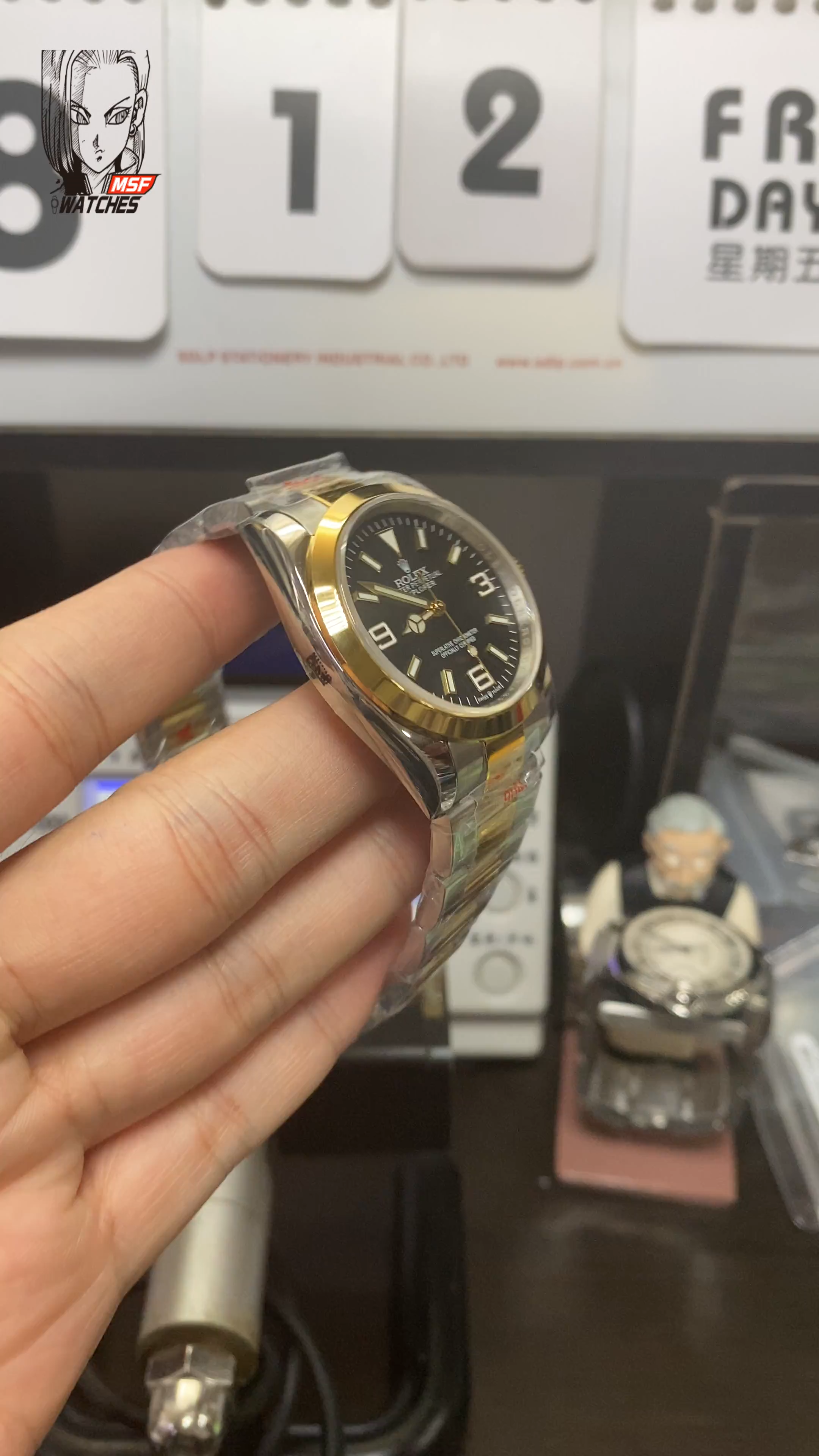 Rolex Explorer I GMT series M124273-0001, Black Dial Two-Tone, 36mm size.