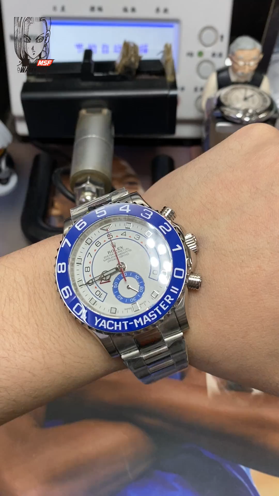 Rolex Yacht-Master series m116680-0002, Blue Ceramic Bezel White Dial Steel Bracelet, Chronograph function, 44mm Size.