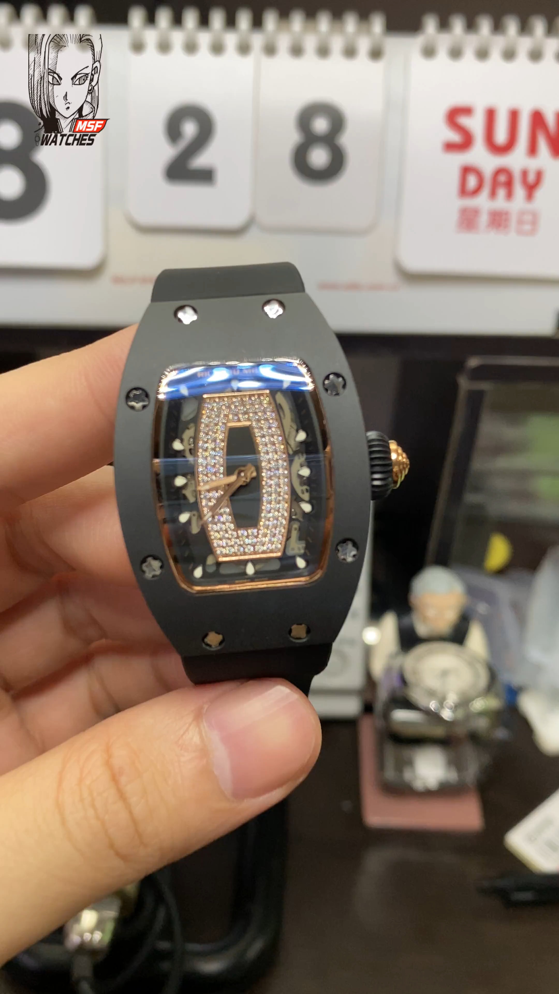 Richard Mille Women's Collection series RM07-01, Red Lips Black Ceramic Case, 45.66 x 31.40mm size.