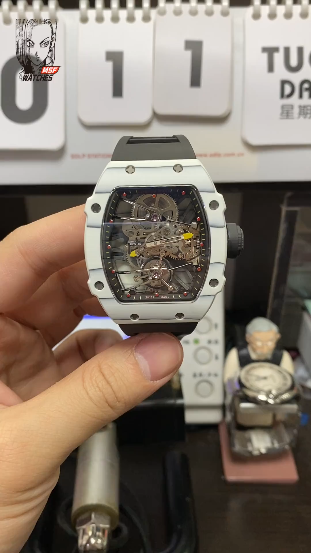 Richard Mille Men's Collection series RM27-02, Sapphire Crystal Nylon Strap and Titanium Buckle, 47.77×39.7 size.