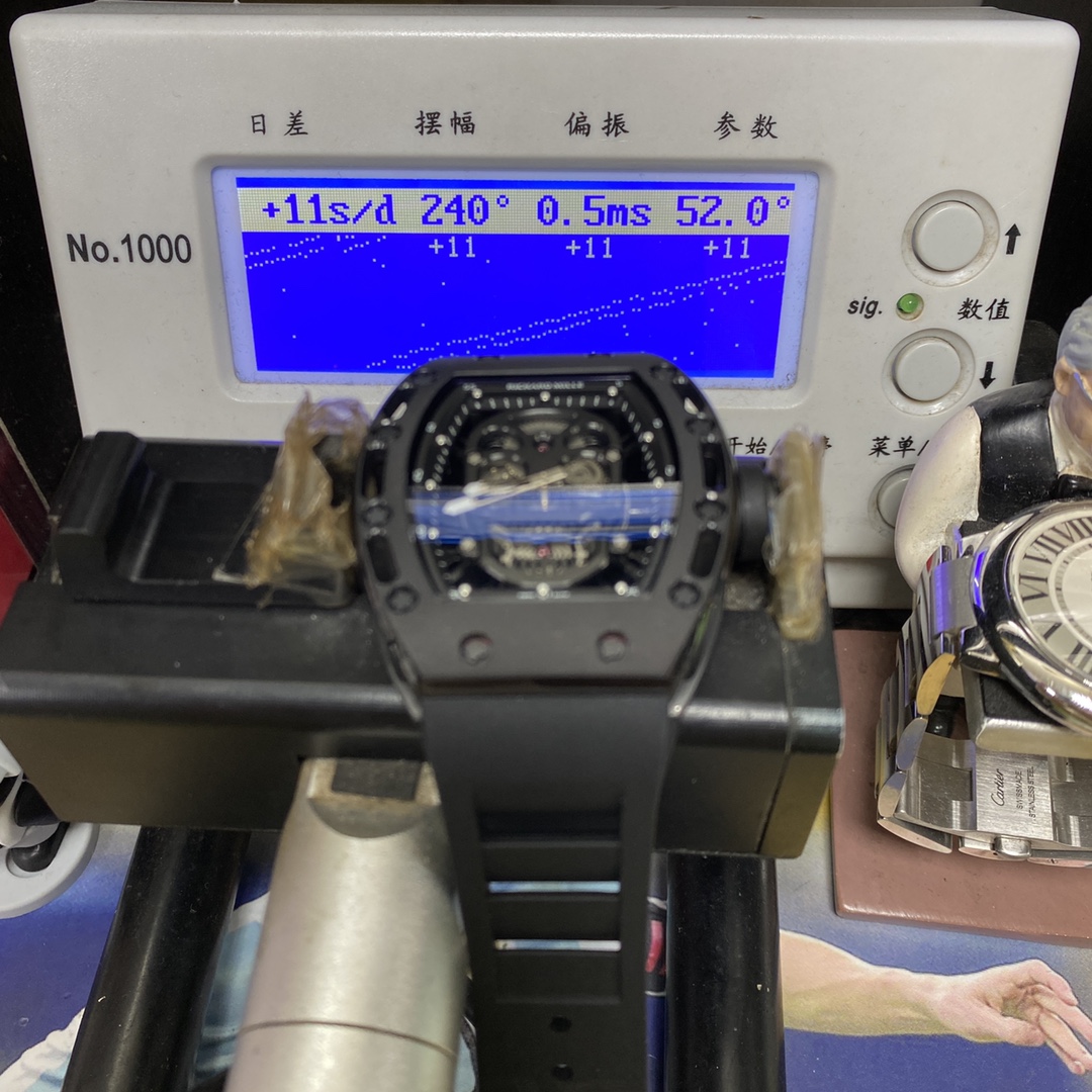 Richard Mille Men's Collection series RM052, Skull Design Black Case Rubber Strap, 42.7×50mm size.