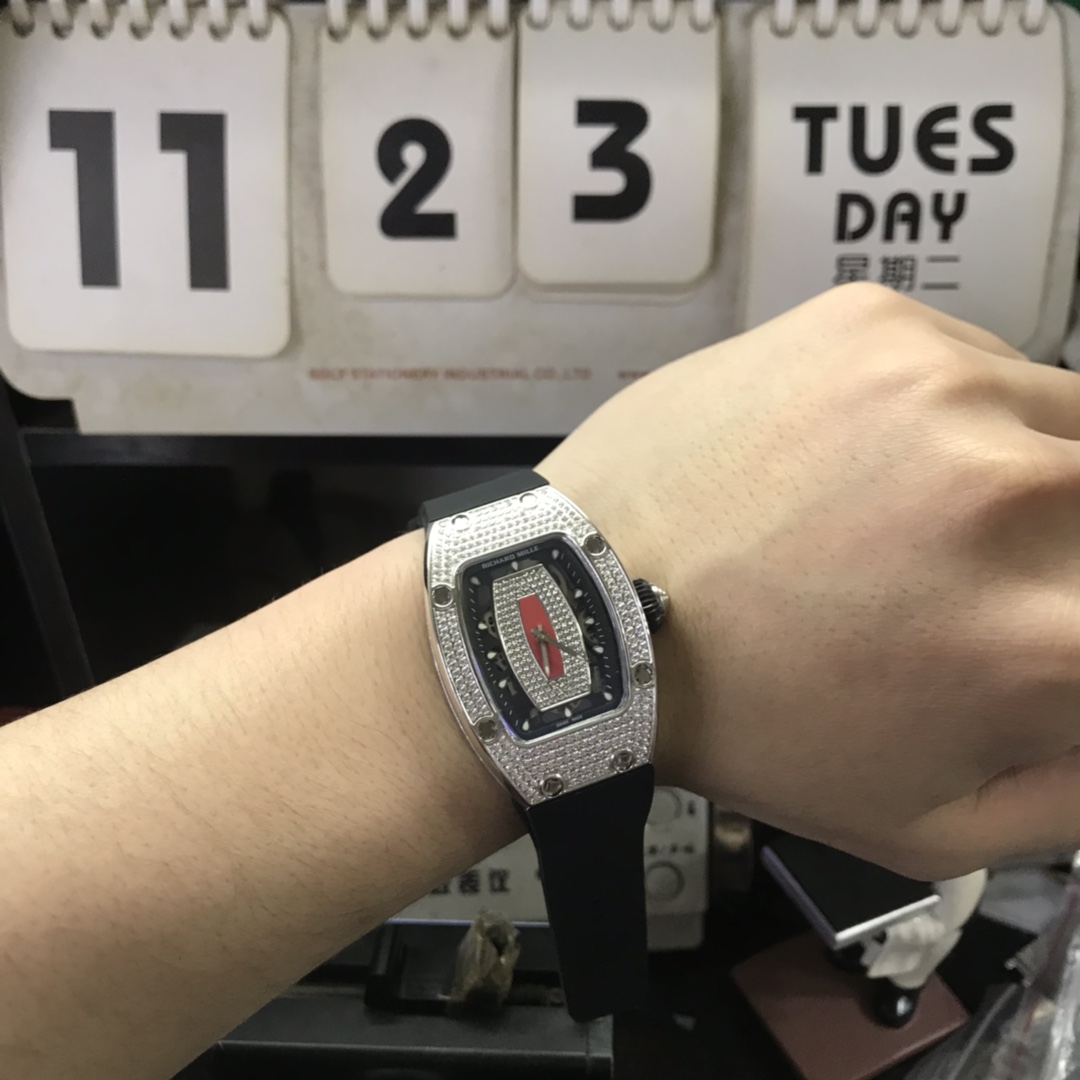 Richard Mille Women's Collection series RM 07-01, Red Lips Full Diamond Design, 45.66 x 31.40mm size.