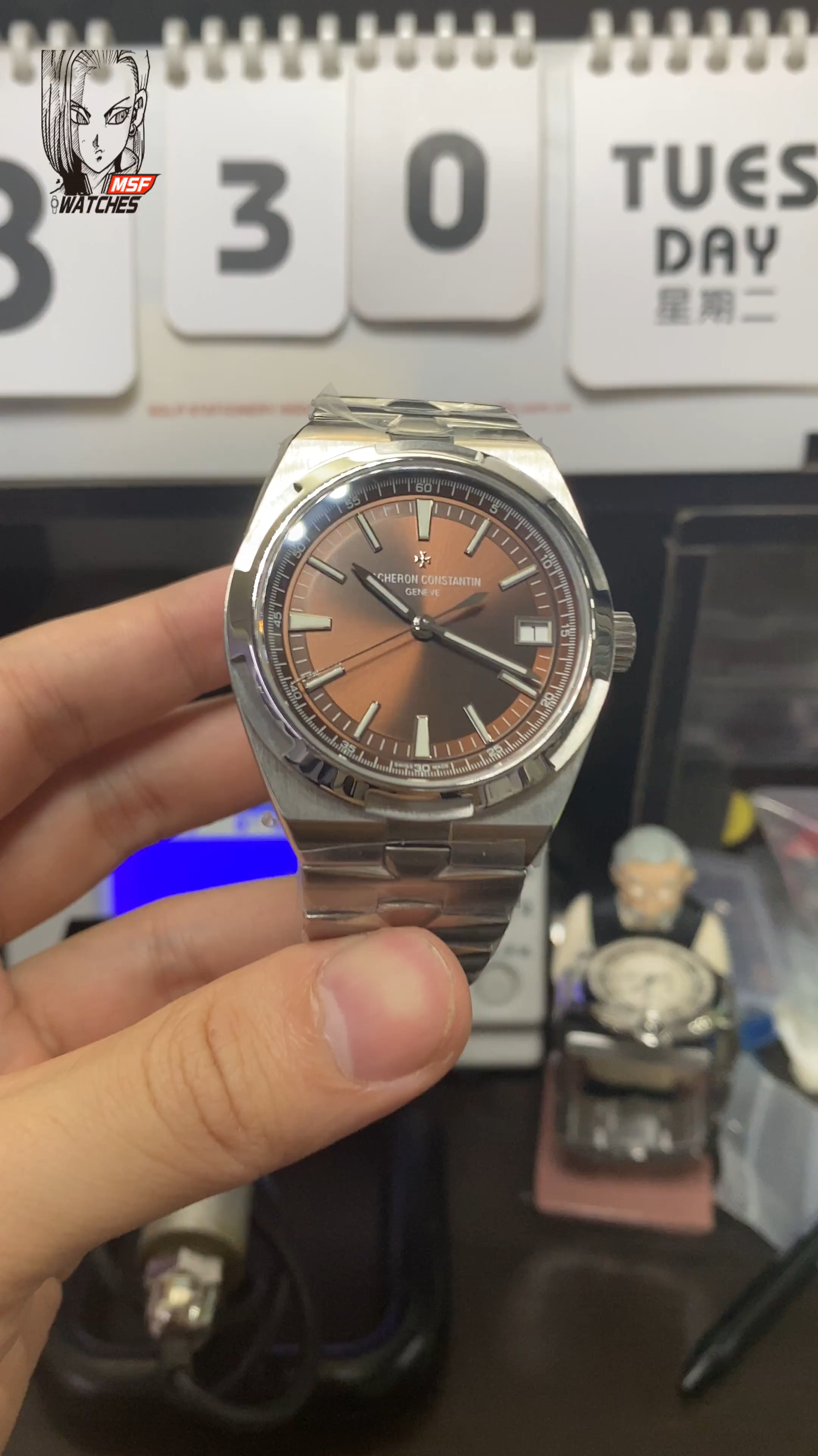 Vacheron Constantin Overseas Series 4500V110A-B146, Brown Dial with Steel Bracelet, 41mm Size.