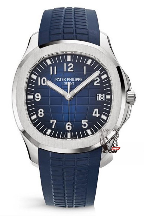 Patek Philippe Aquanaut Series 5168G-001, Gradient Blue Dial Blue Rubber Strap, 42.2mm Size.