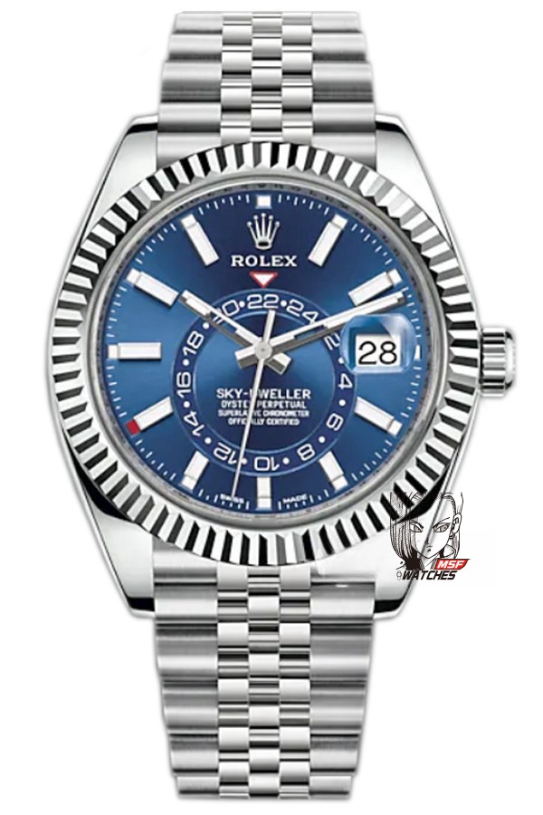 Rolex Explorer II Sky-Dweller series m326934-0004 ,Blue Dial Steel Bracelet ,Full Calendar Month Dual Time Zone Synchronized function, 42mm size.