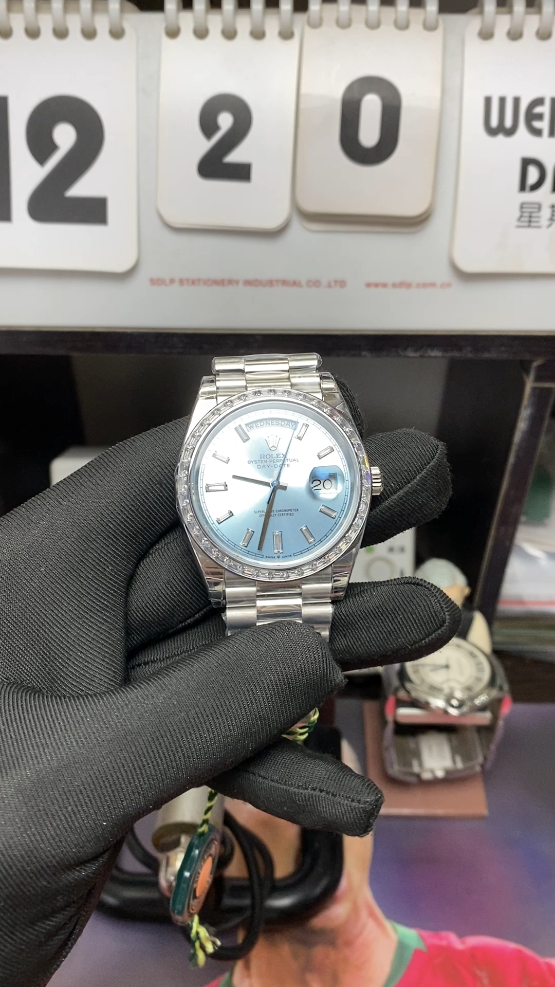 Rolex Day-Date series  Ice blue dial with diamond bezel M228396TBR-0039 40mm