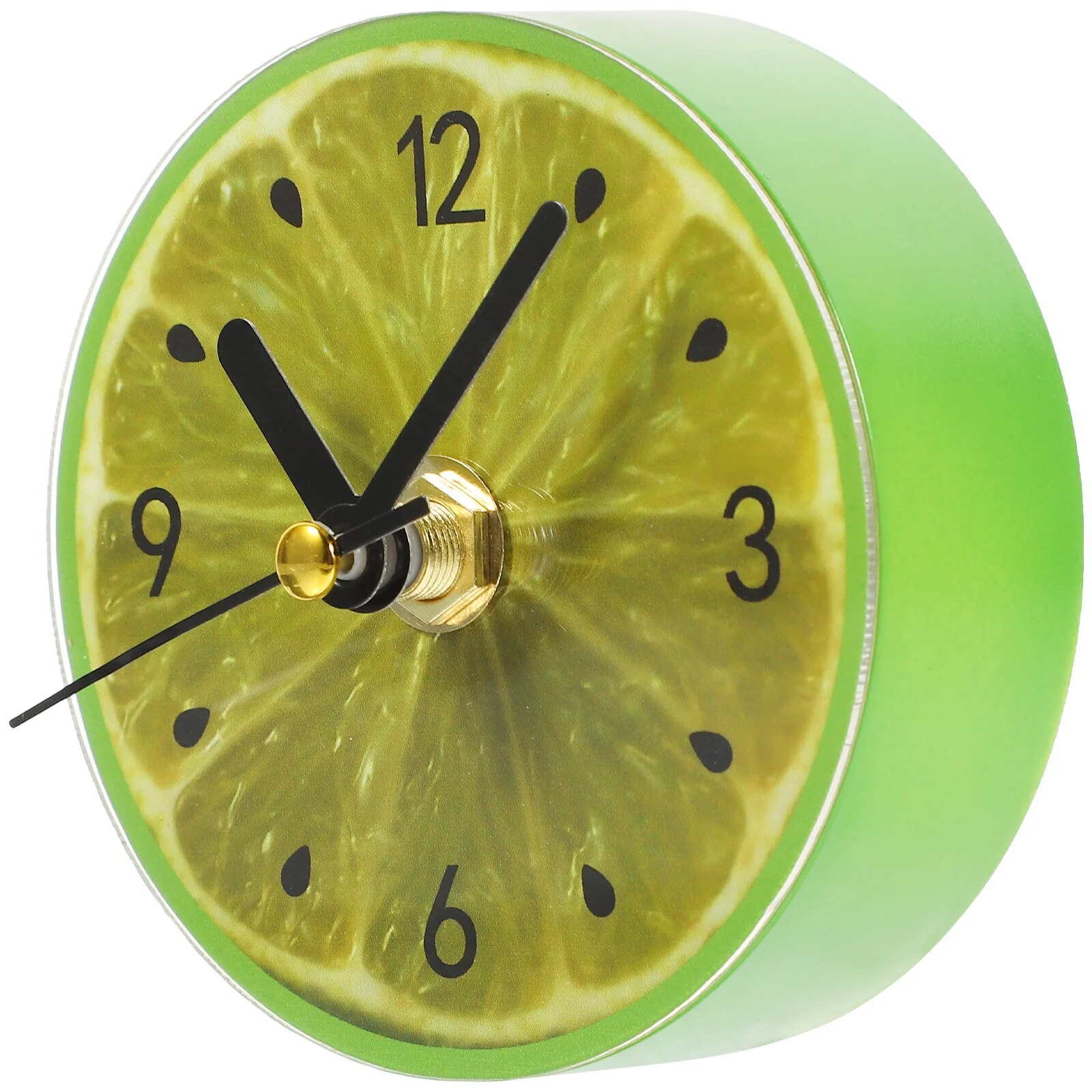 Fridge Magnetic Clock Round Cartoon Fruit Lemon Pattern Clock Pendant Refrigerator Whiteboard Magnet Locker for Home Office