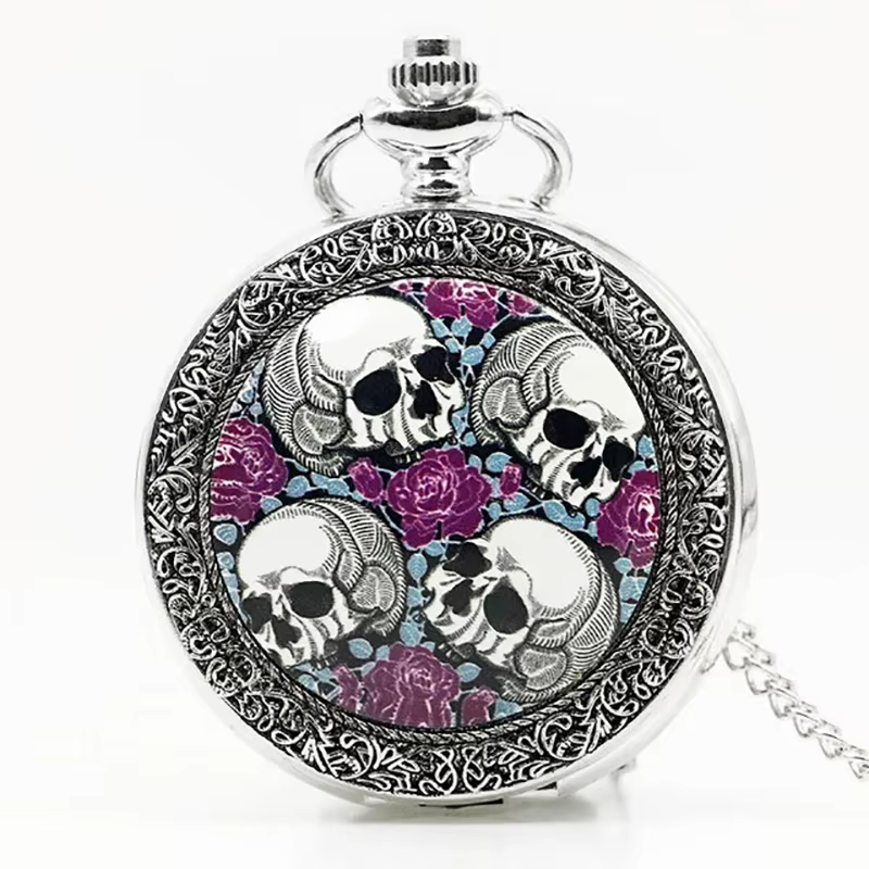 Best Selling Skull Theme Quartz Pocket Watches Unisex Fob Retro Pendant Chain Gift for Men Women Full Hunter Pocket Watch