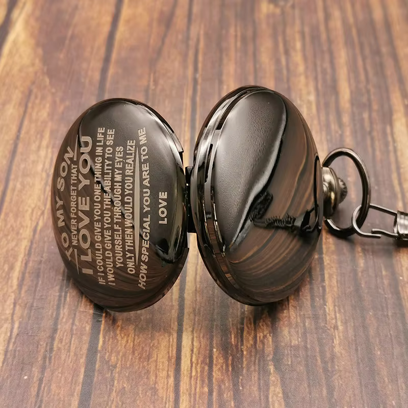 Steampunk Antique Pocket Watch Children with Fob Chain To My Son Pendant Necklace Gift Boys Birthday Kids Clock