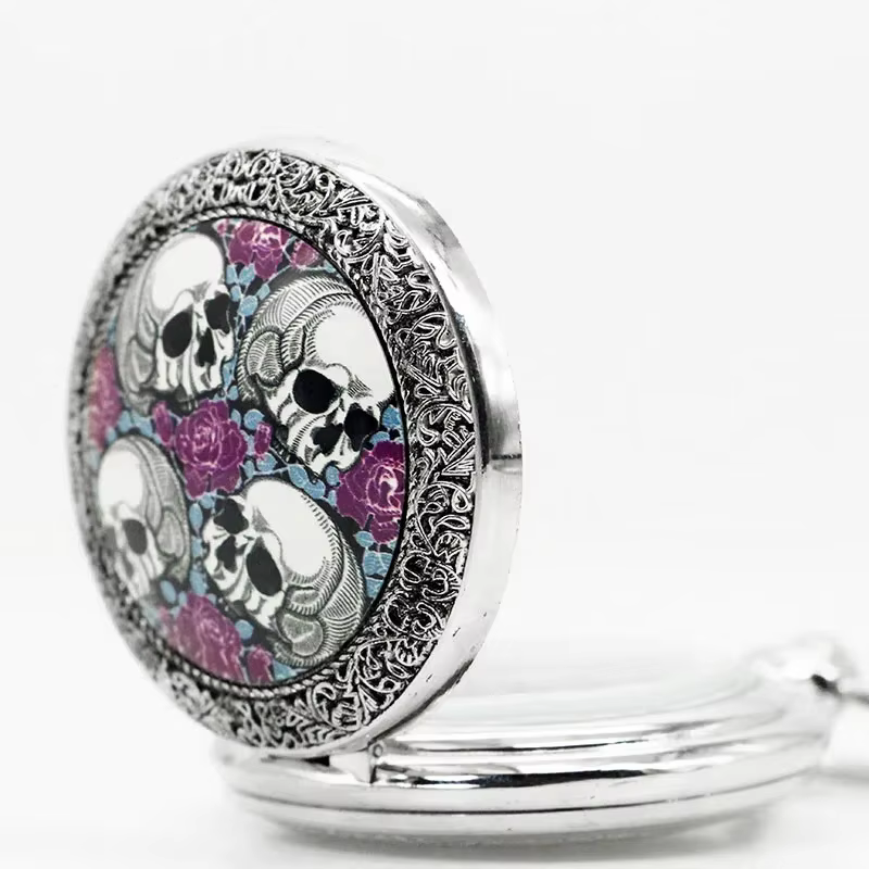 Best Selling Skull Theme Quartz Pocket Watches Unisex Fob Retro Pendant Chain Gift for Men Women Full Hunter Pocket Watch