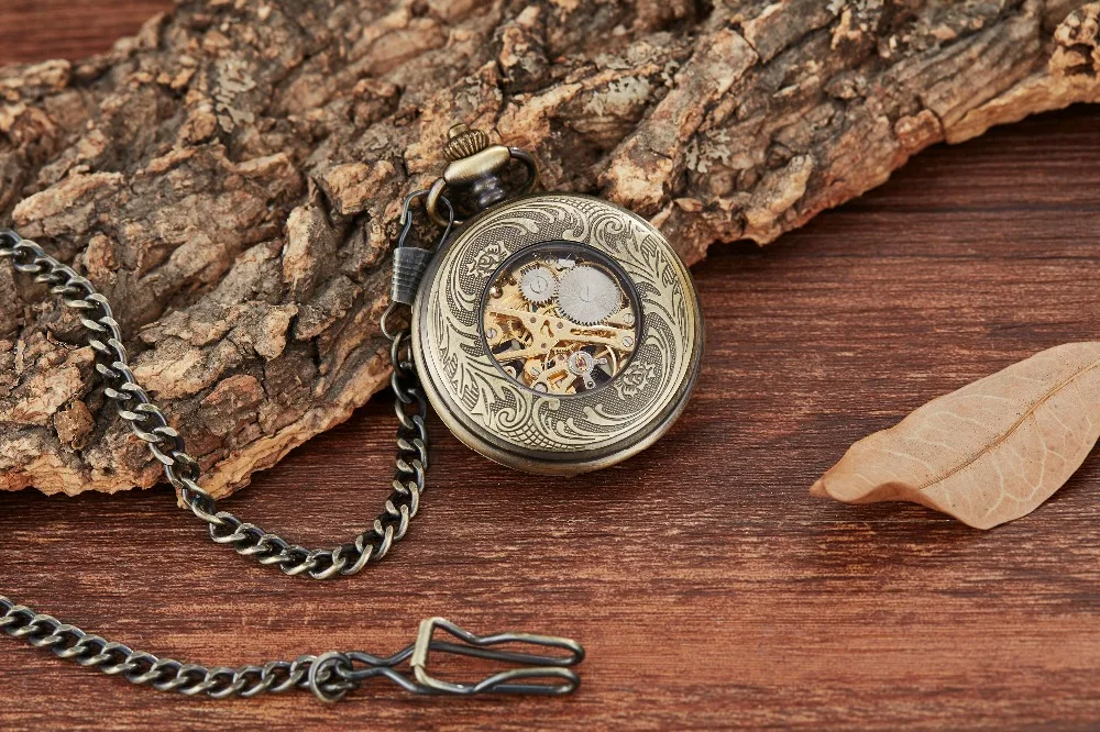 Steampunk Smooth Mechanical Pocket Watches Men Women Fashion Luxury Brand Hand Wind Necklace Pocket & Fob Watch Chain Silver